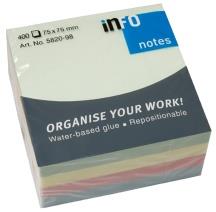 746094  5820-98 Notatkube INFO 75x75mm pastell Sticky notes